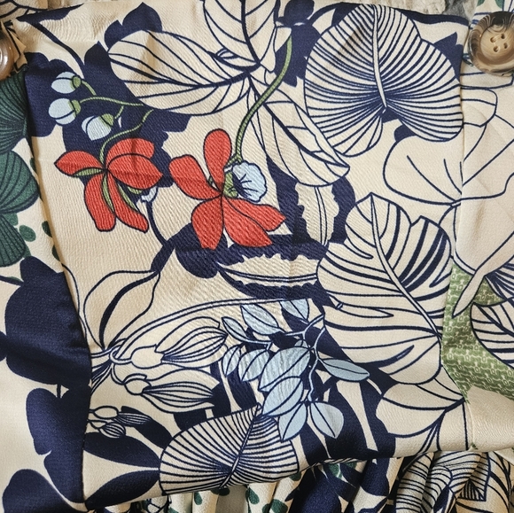 Dalia Macphee Floral Pleated Tie Shoulder Midi Dress Medium - Picture 8 of 8